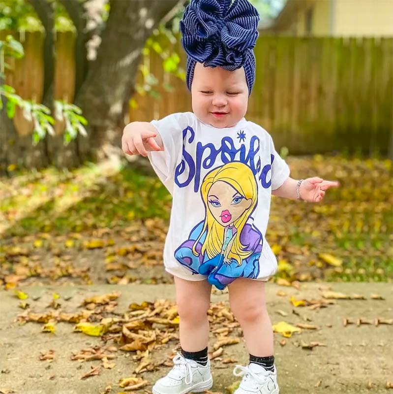 Baby Girl Spoiled Print Romper.