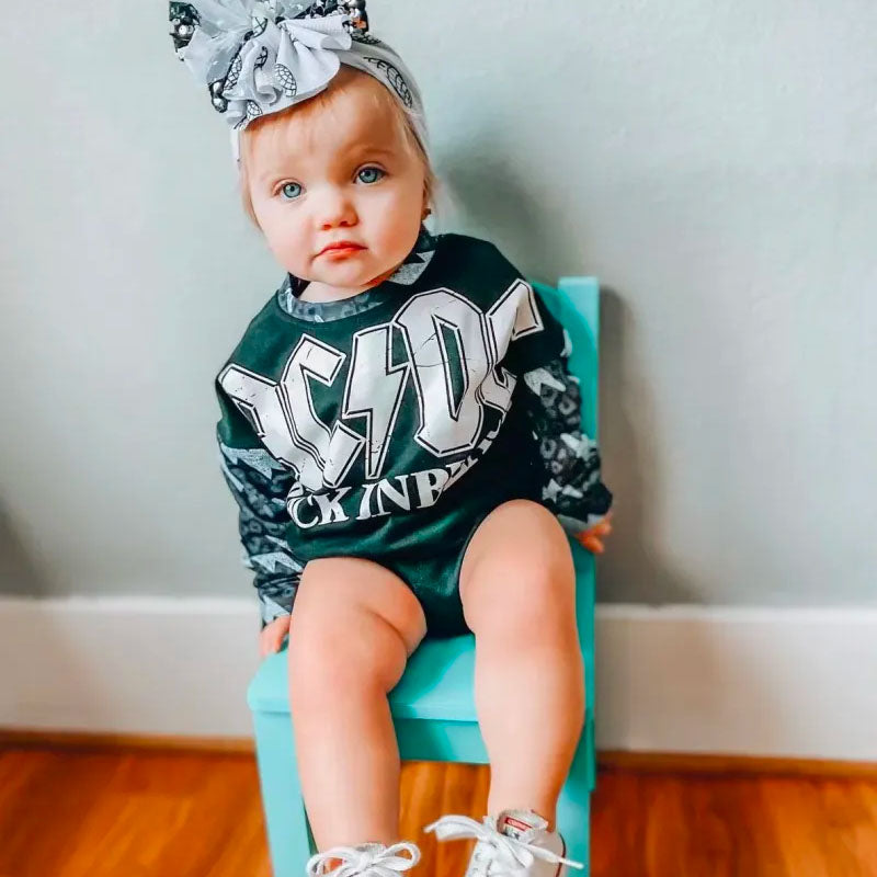 Baby AC DC Print Romper.