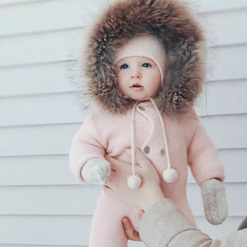 Winter Baby Collar Warm Jumpsuit.