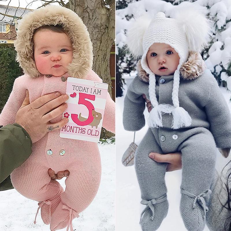 Winter Baby Collar Warm Jumpsuit.