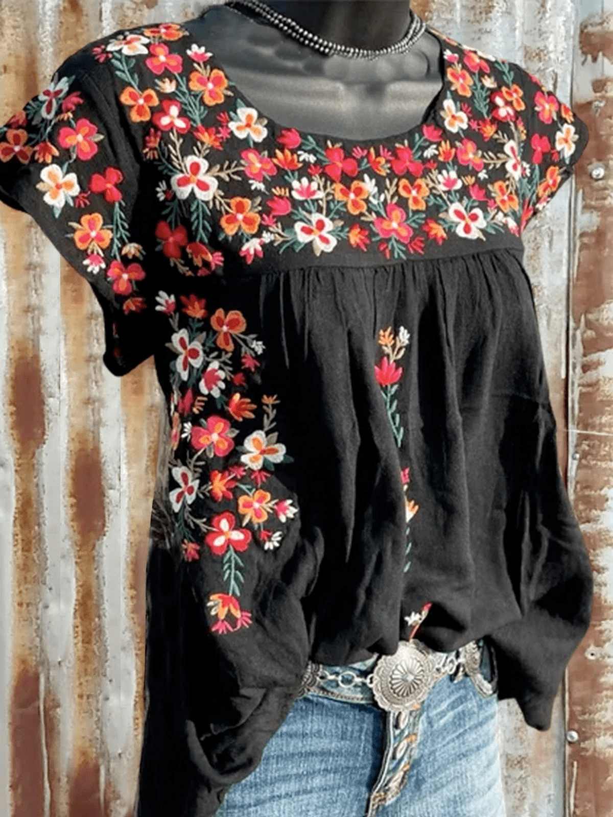 Floral Cotto Linen Bohemia Top.