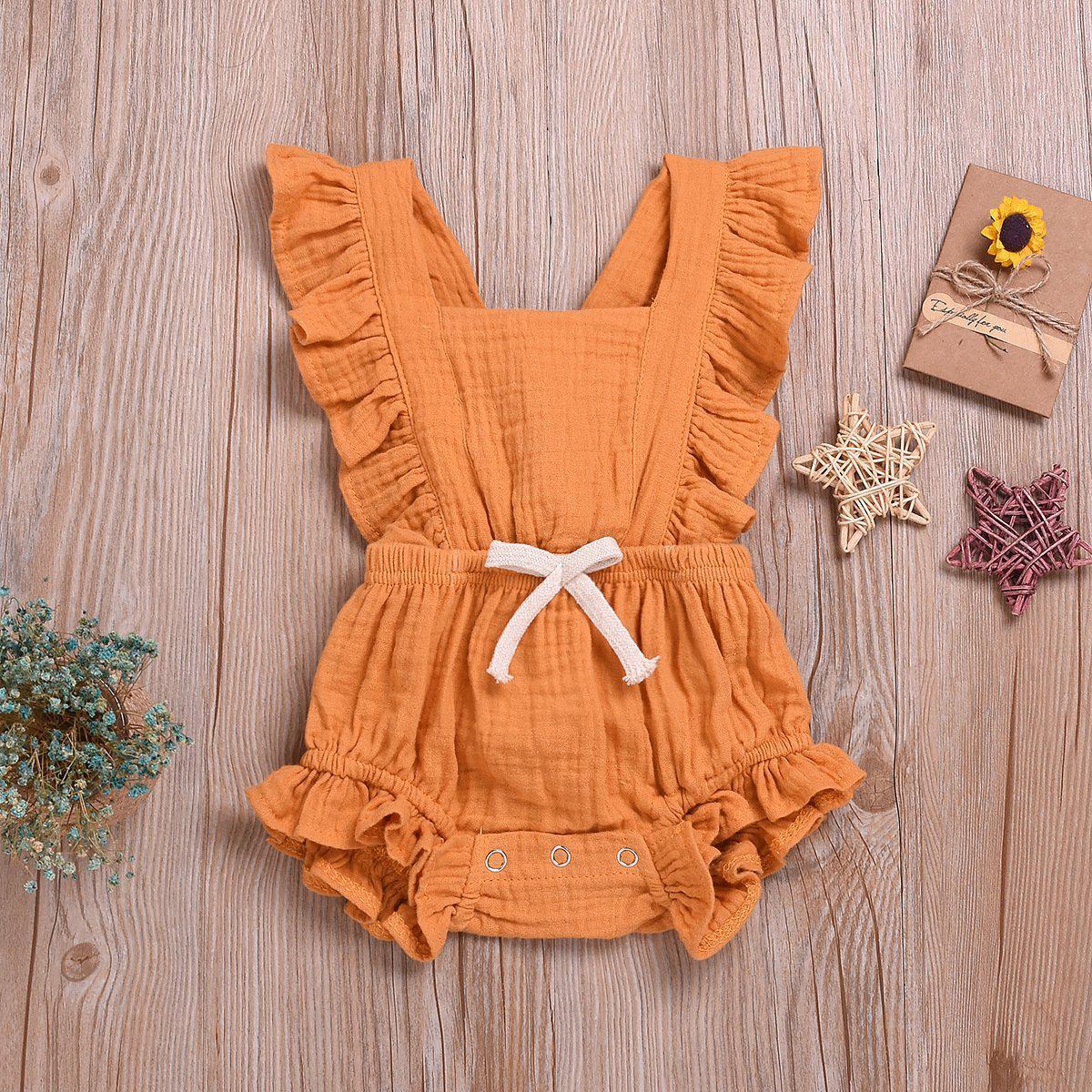 Baby Cotton and Linen Fold Romper-visikids