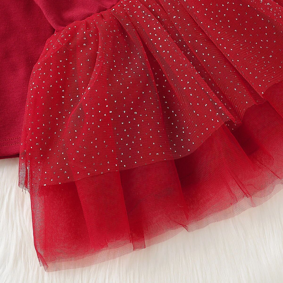 Baby Deer Head Embroidered Mesh Dress-visikids