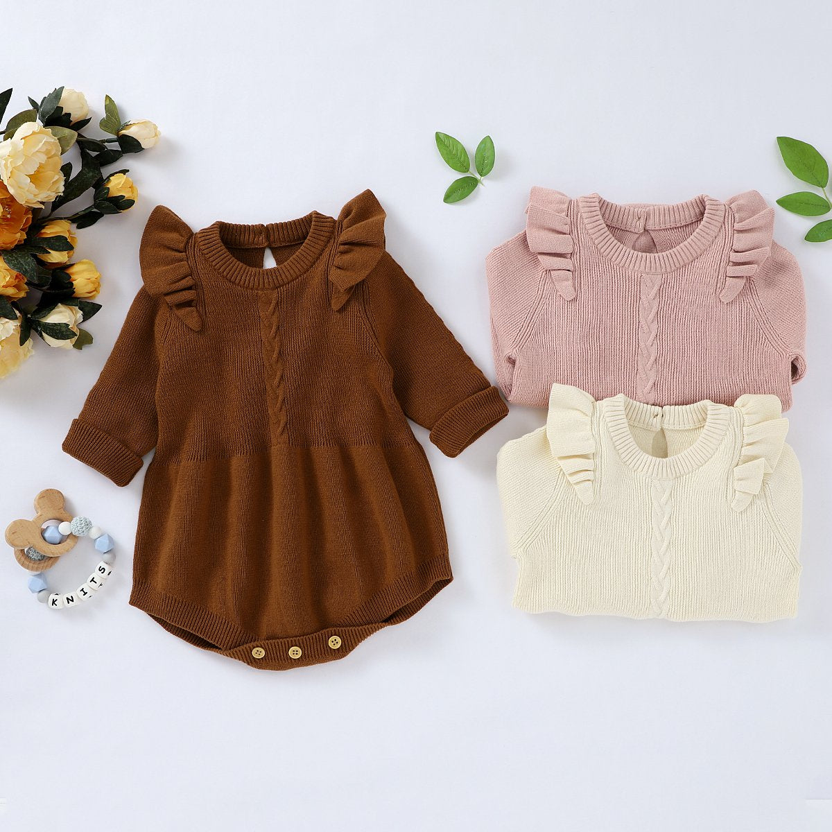 Baby Girl Knitted Sweater Romper.