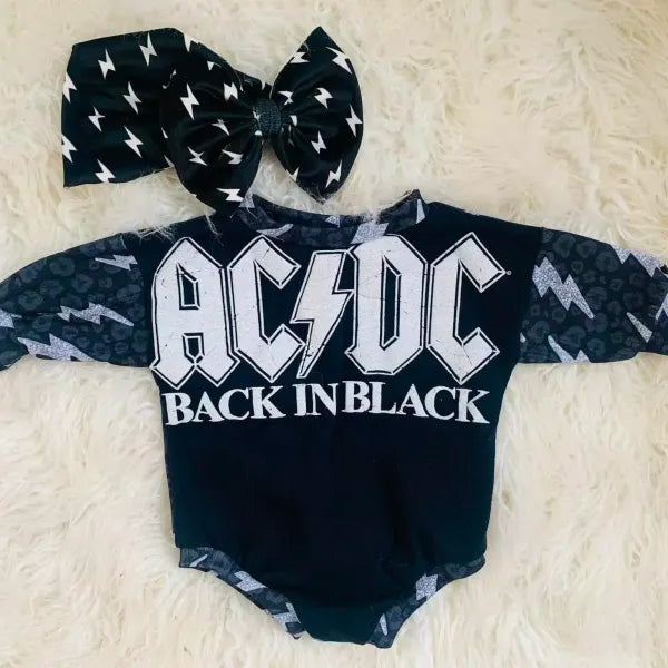 Baby AC DC Print Romper.