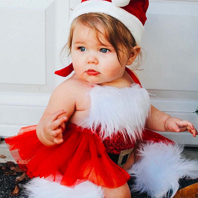 Baby Christmas Skirt Romper +Leg Warmers.