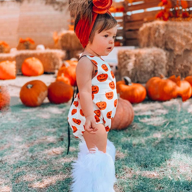 Baby Pumpkin Print Rompers.