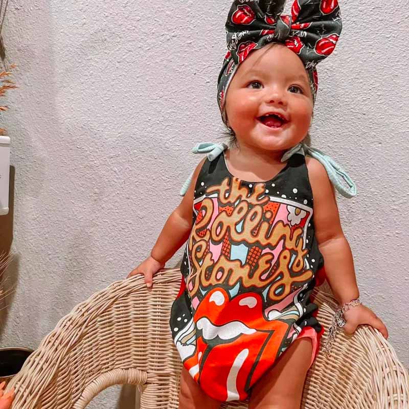Baby Rolling Stones Print Romper.