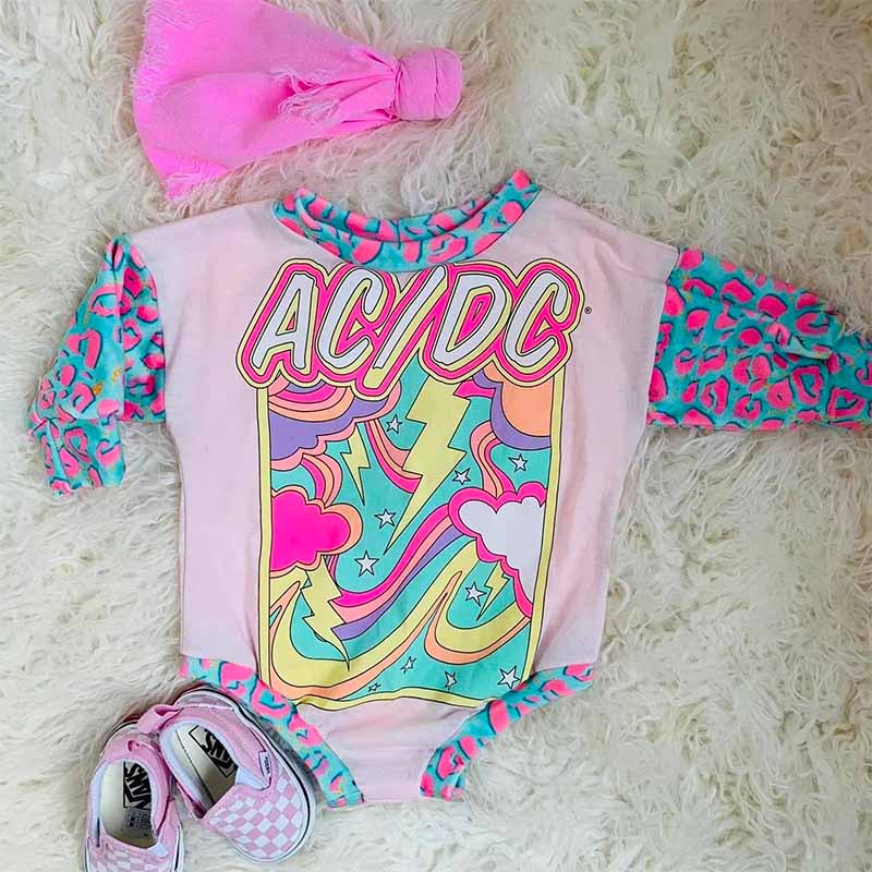 Baby AC DC Print Romper.