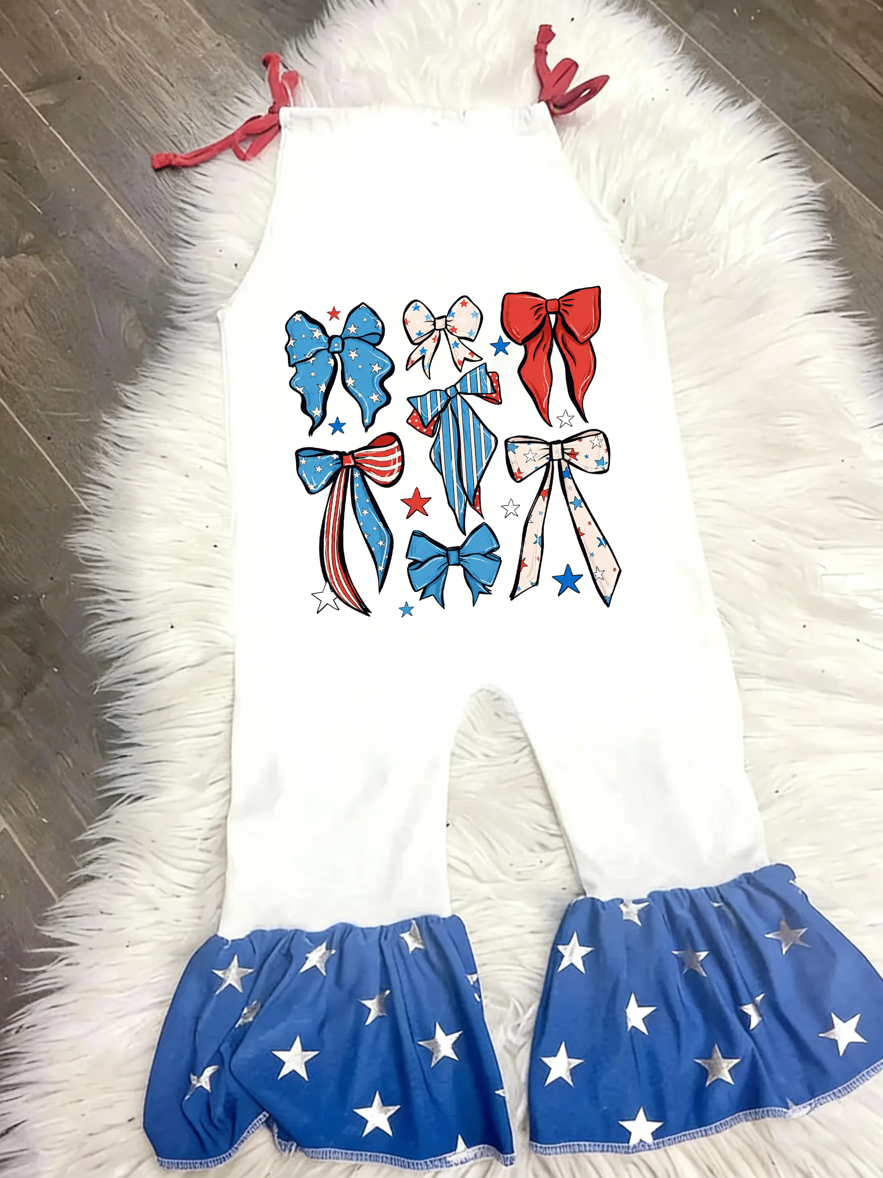 Baby 4th Of July Bow Jumpsuit