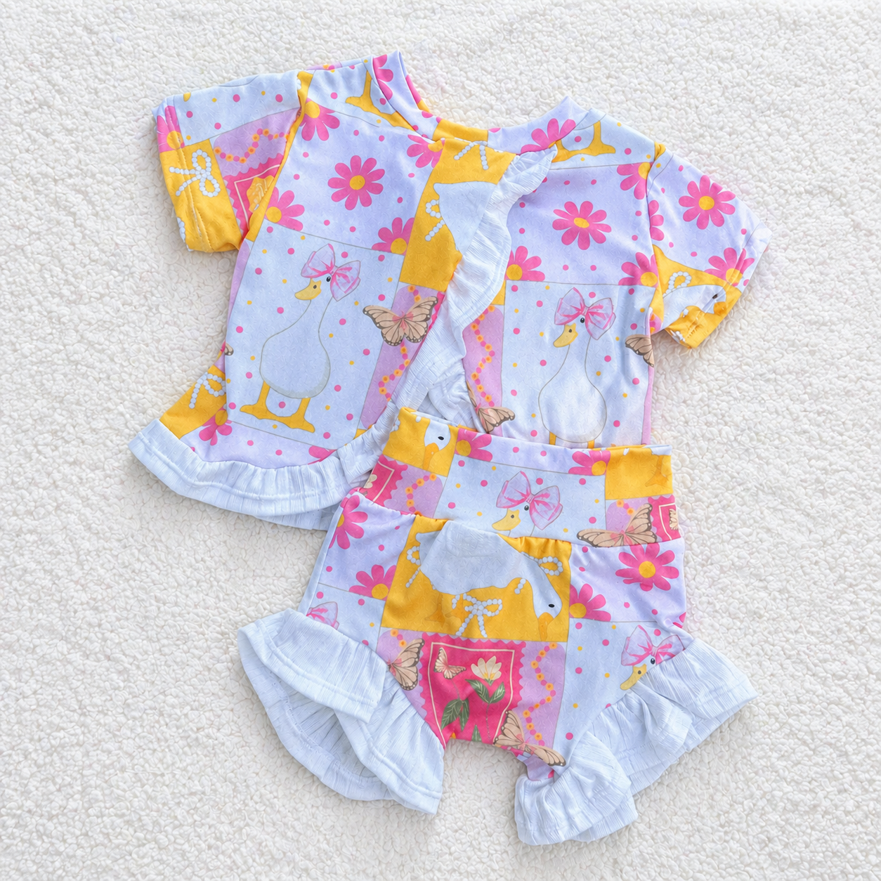 Baby Goose Bow Ruffled Set