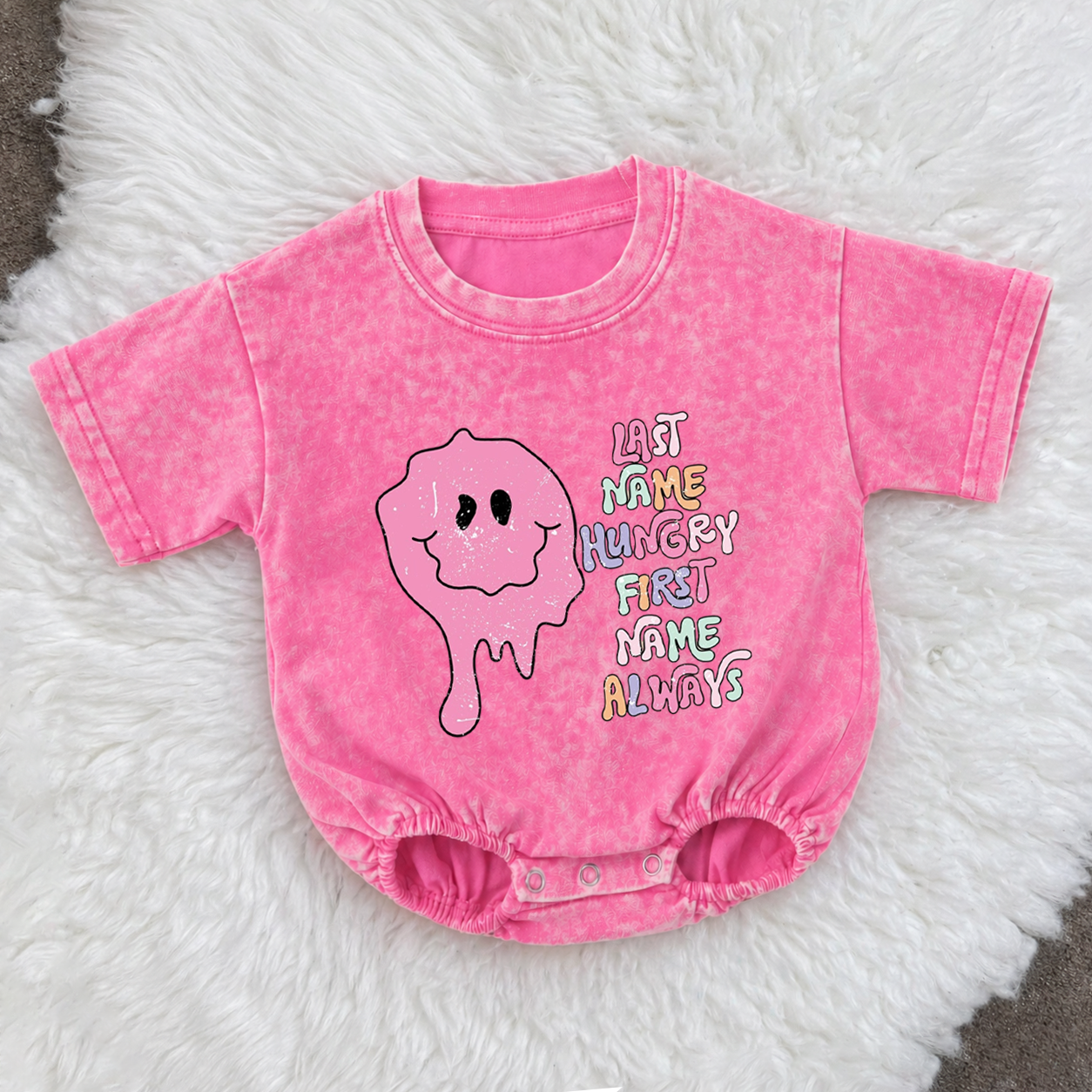 Baby Last Name Hungry First Name Always Romper