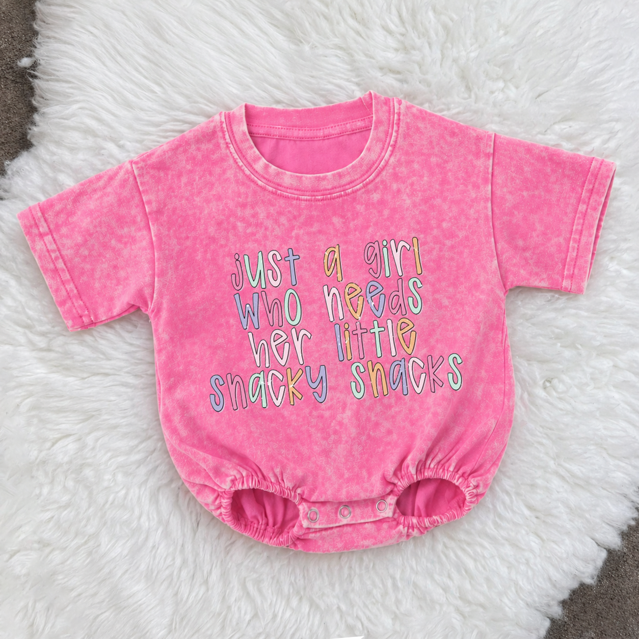 Baby Just A Girl Who Needs Her Little Snacky Snacks Romper