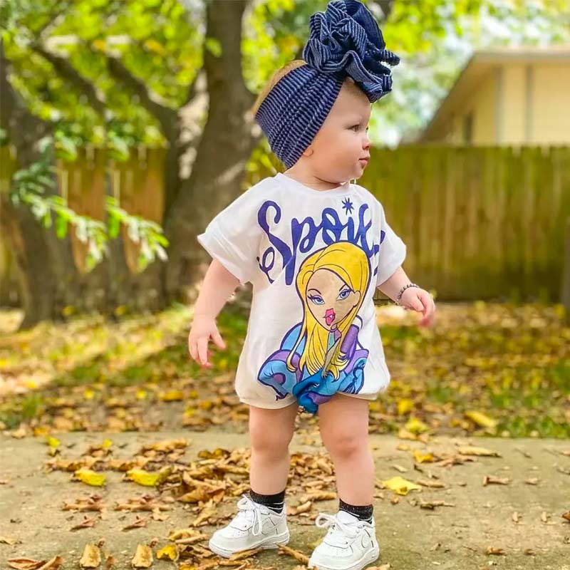 Baby Girl Spoiled Print Romper.