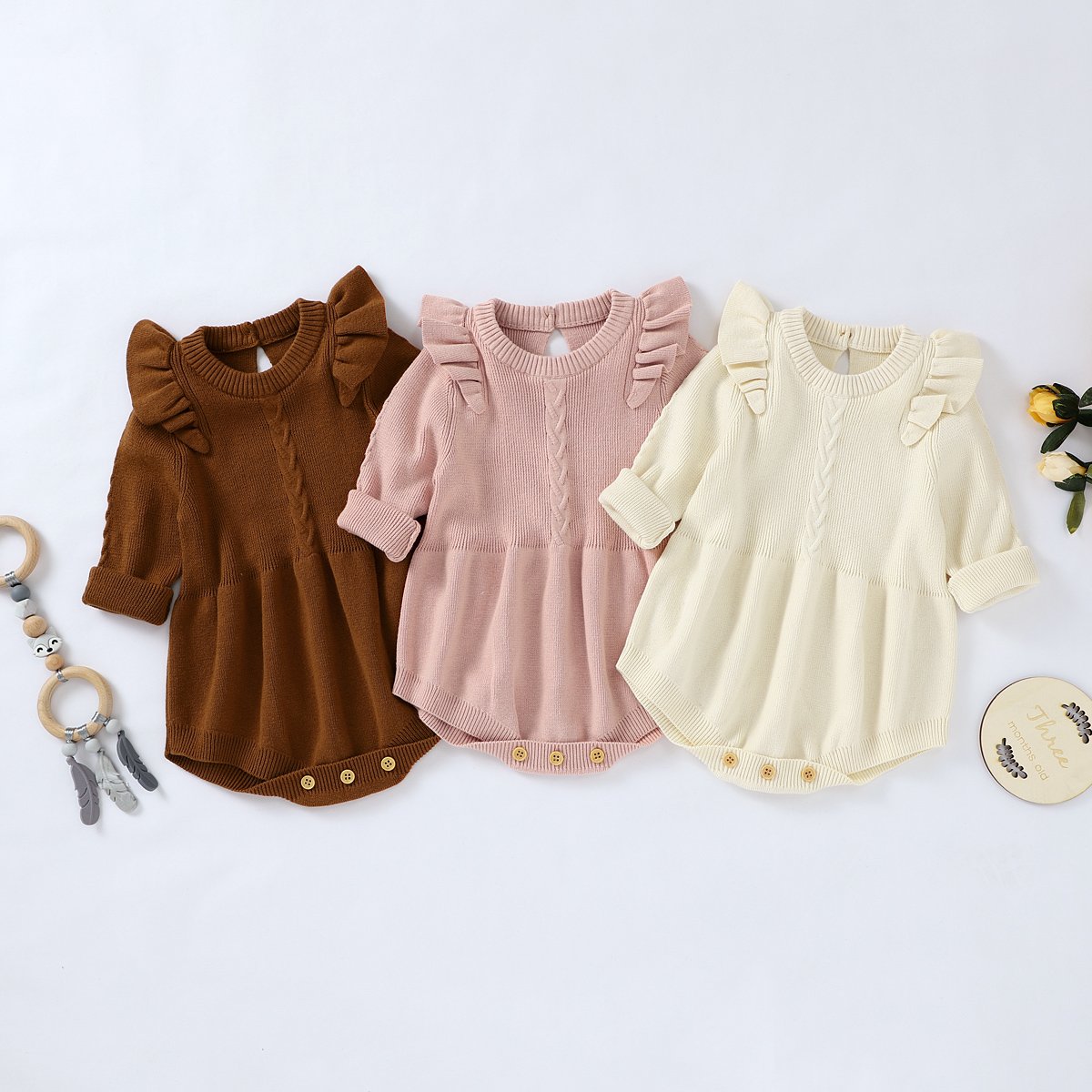 Baby Girl Knitted Sweater Romper.