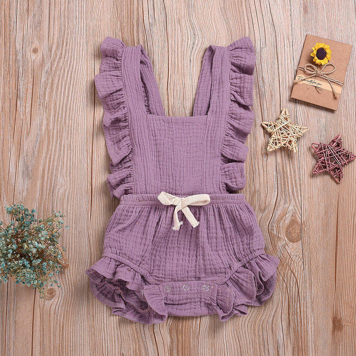 Baby Cotton and Linen Fold Romper-visikids