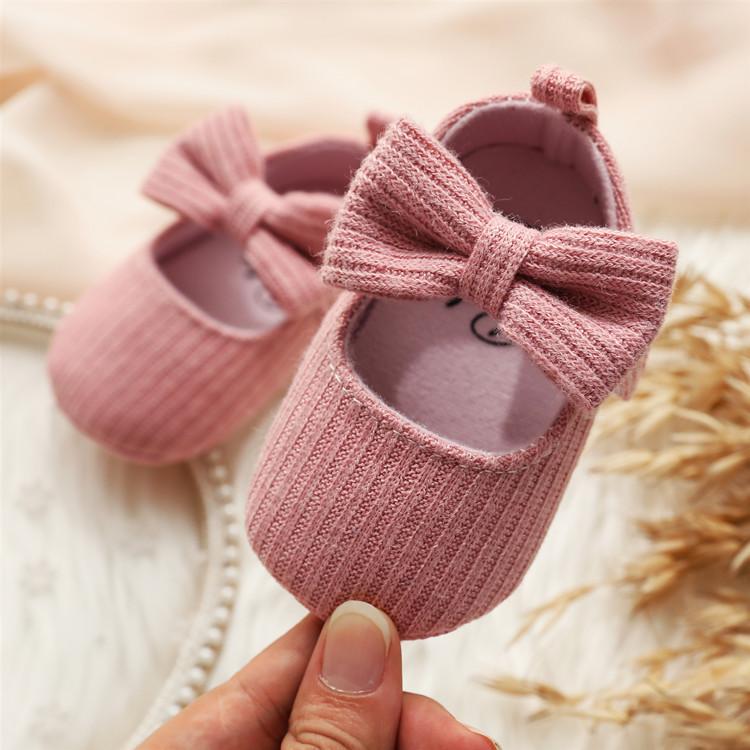 Bowknot Solid Color Baby Shoes.