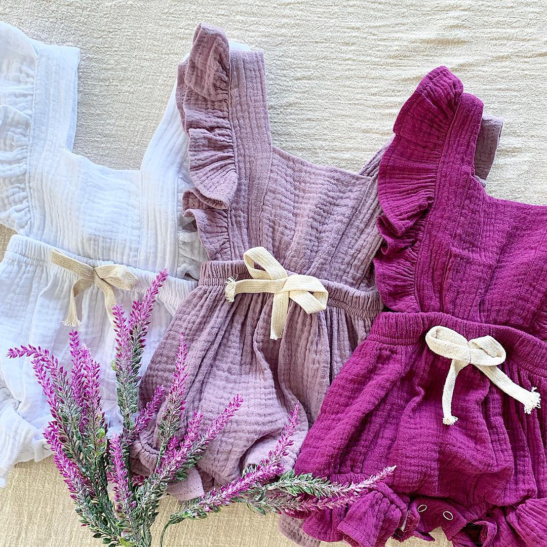 Baby Cotton and Linen Fold Romper-visikids