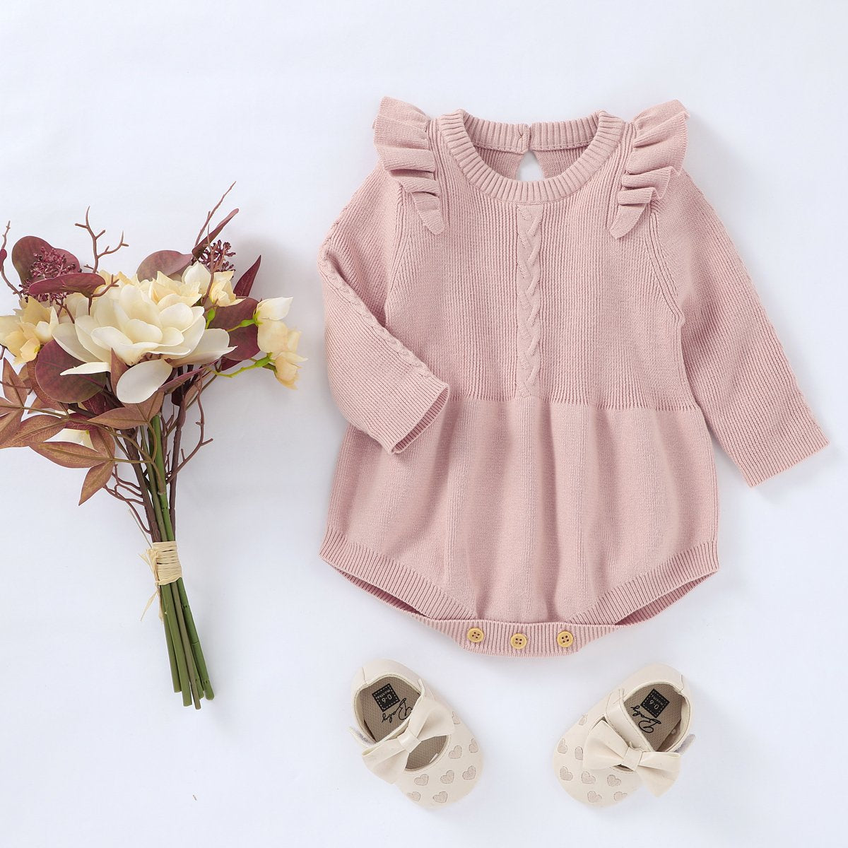 Baby Girl Knitted Sweater Romper.