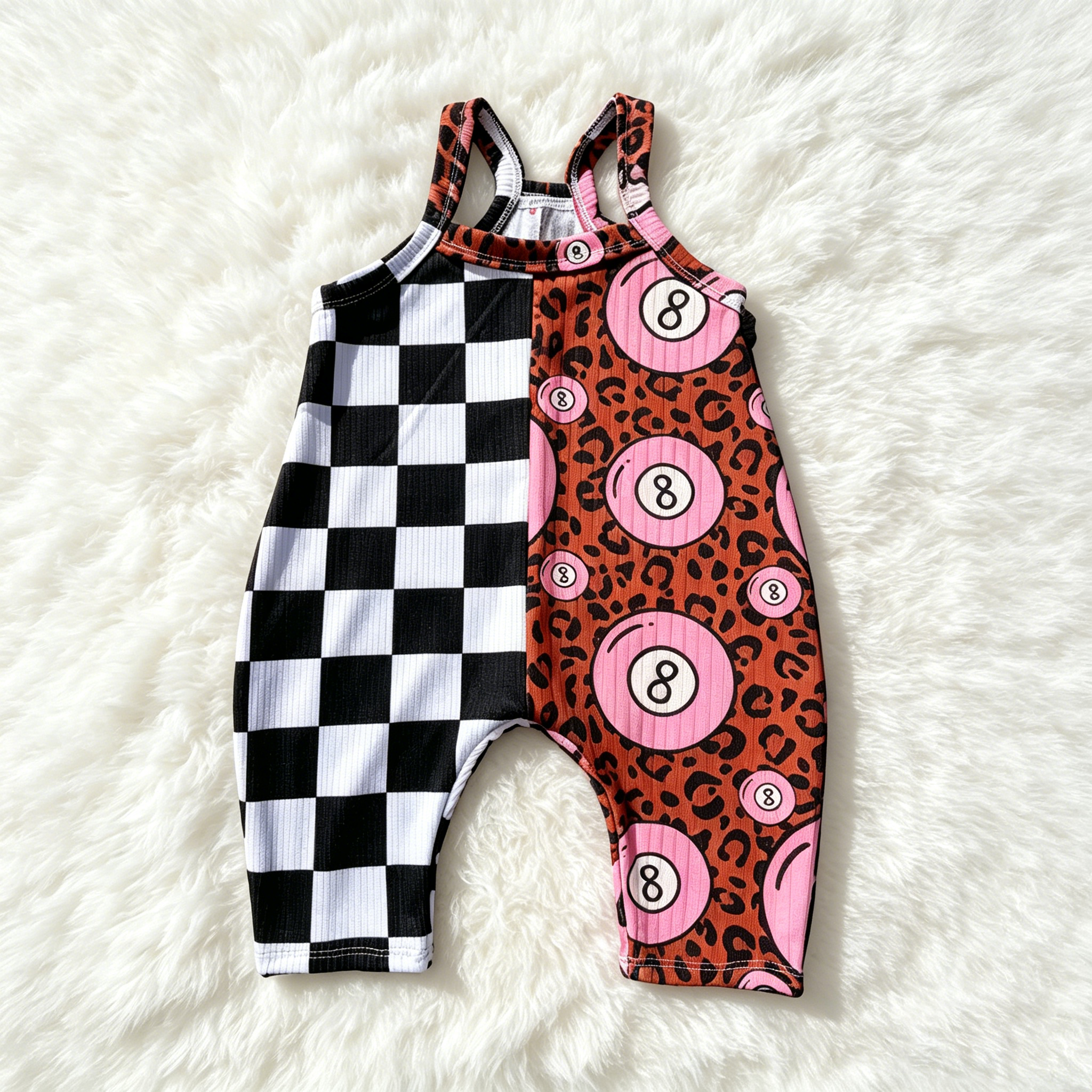 Baby Checkered Leopard Jumpsuit 
