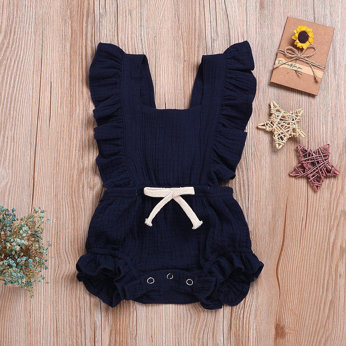 Baby Cotton and Linen Fold Romper-visikids