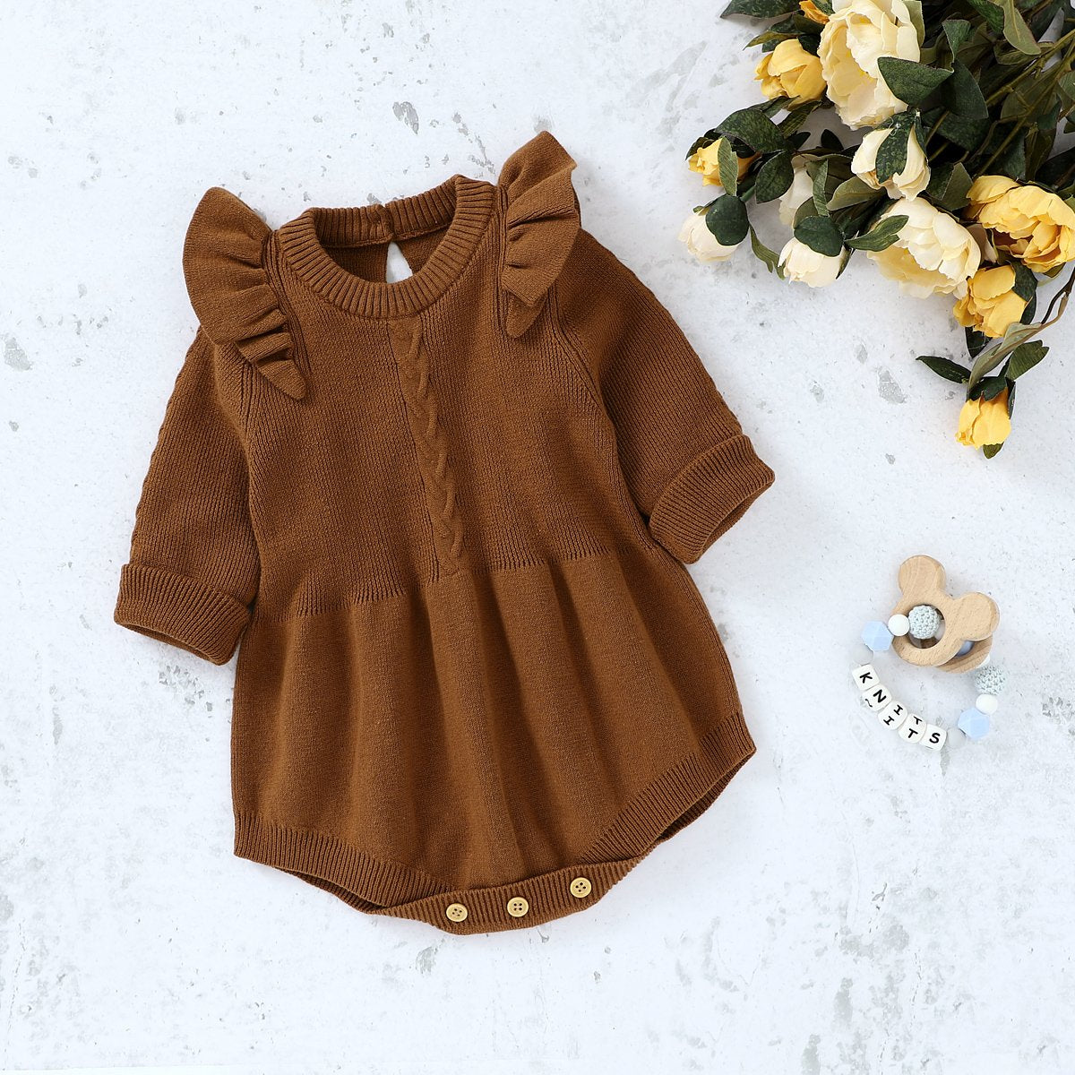Baby Girl Knitted Sweater Romper.
