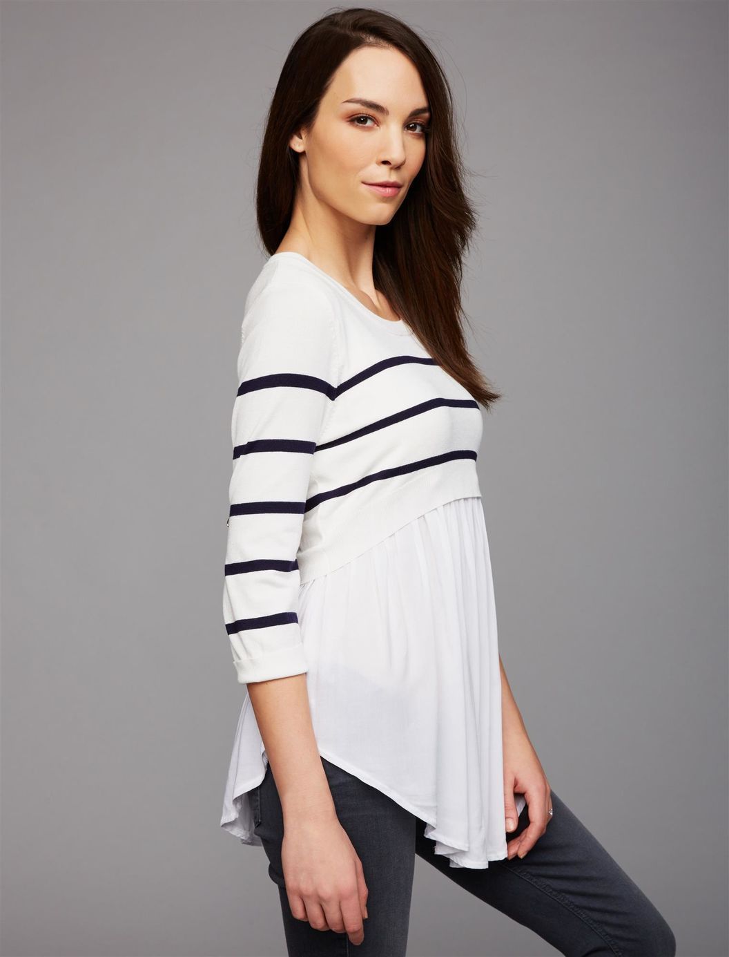 Striped Maternity Dress Breastfeeding T-shirt.
