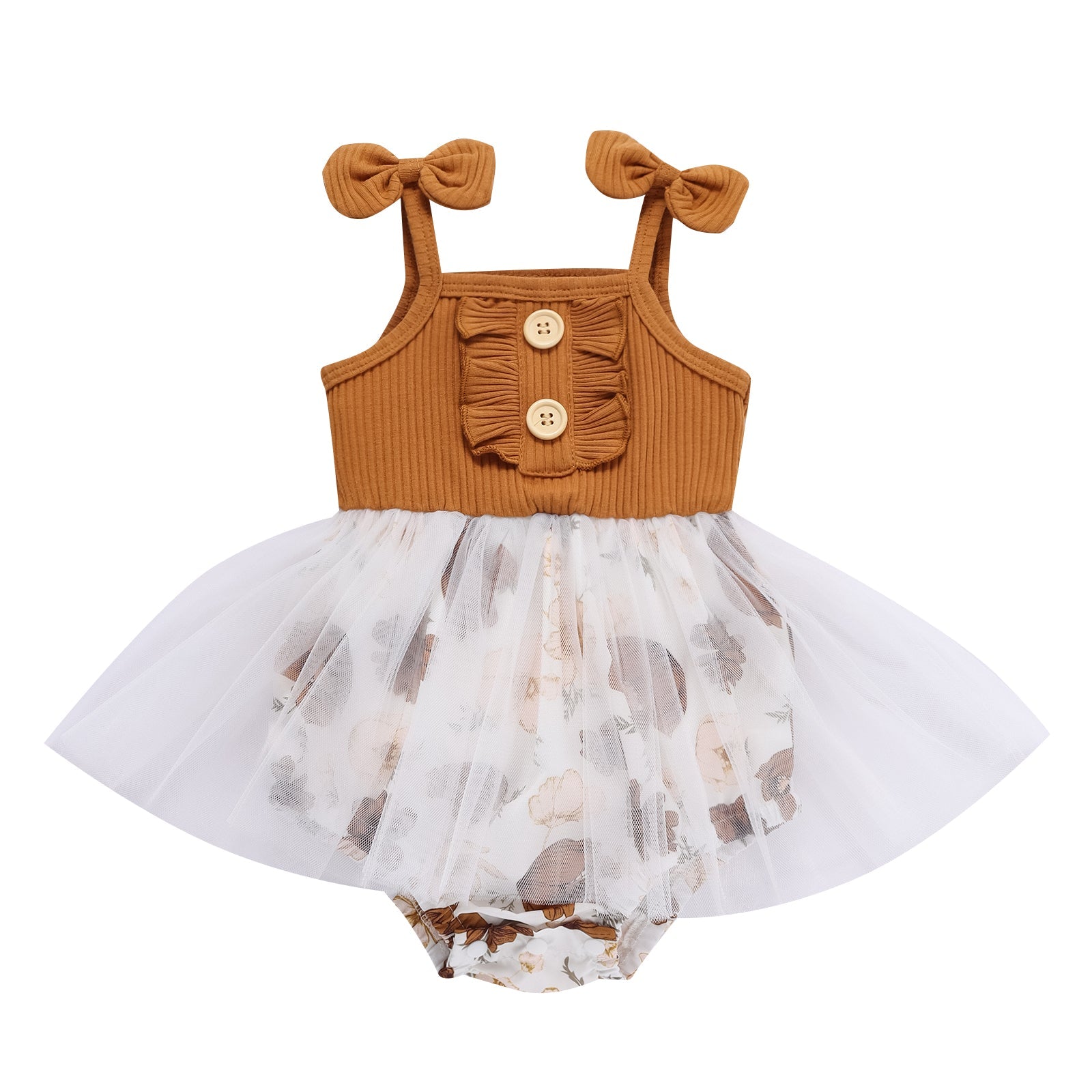 Bowknot Lace Floral Rompers-visikids
