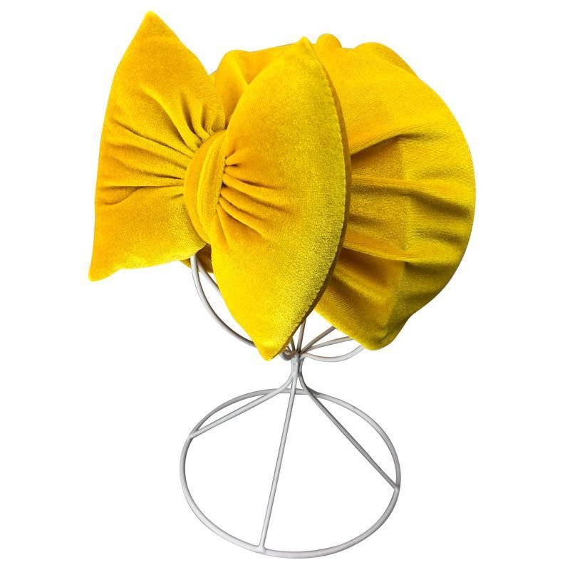 Baby Gold Velvet Padded Cotton Bow Headband.