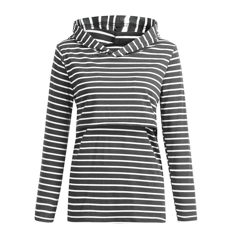Striped Hooded Loose T-Shirt.