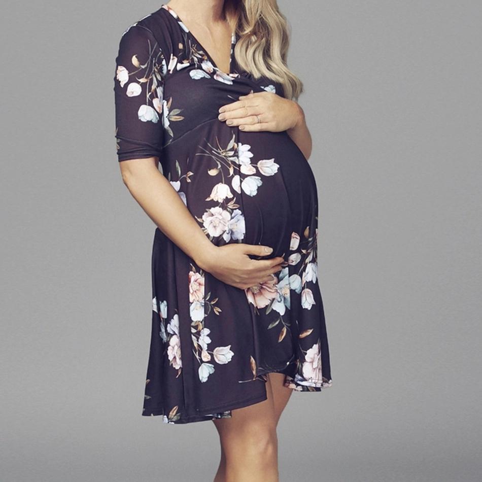 Printed Dress Breastfeeding Maternity Dress.