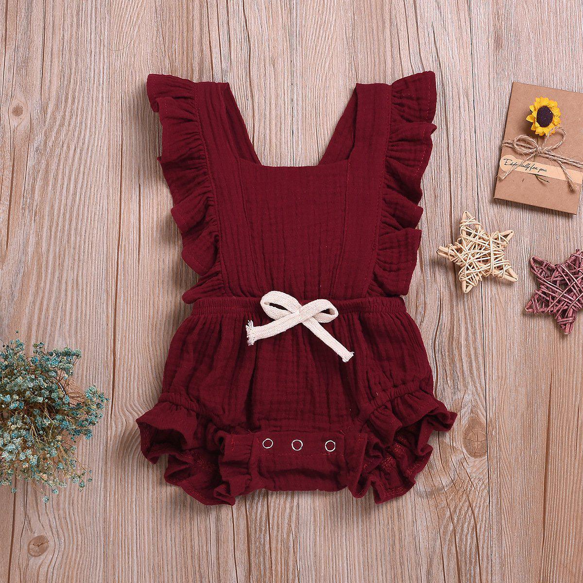 Baby Cotton and Linen Fold Romper-visikids