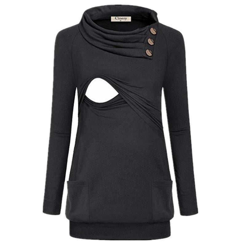 Casual Loose Long Sleeve Breastfeeding T-shirt.