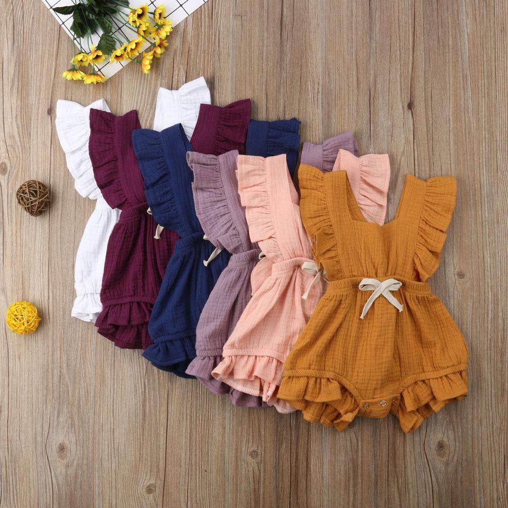 Baby Cotton and Linen Fold Romper-visikids