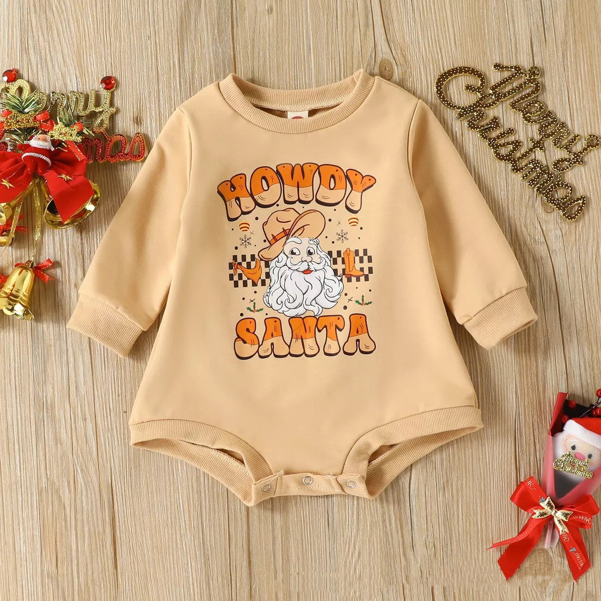 Baby Santa Print Romper.