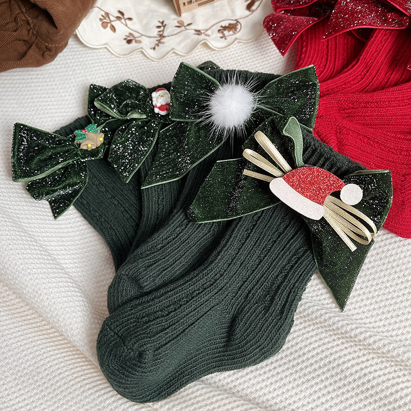 Baby Christmas Bow Socks.