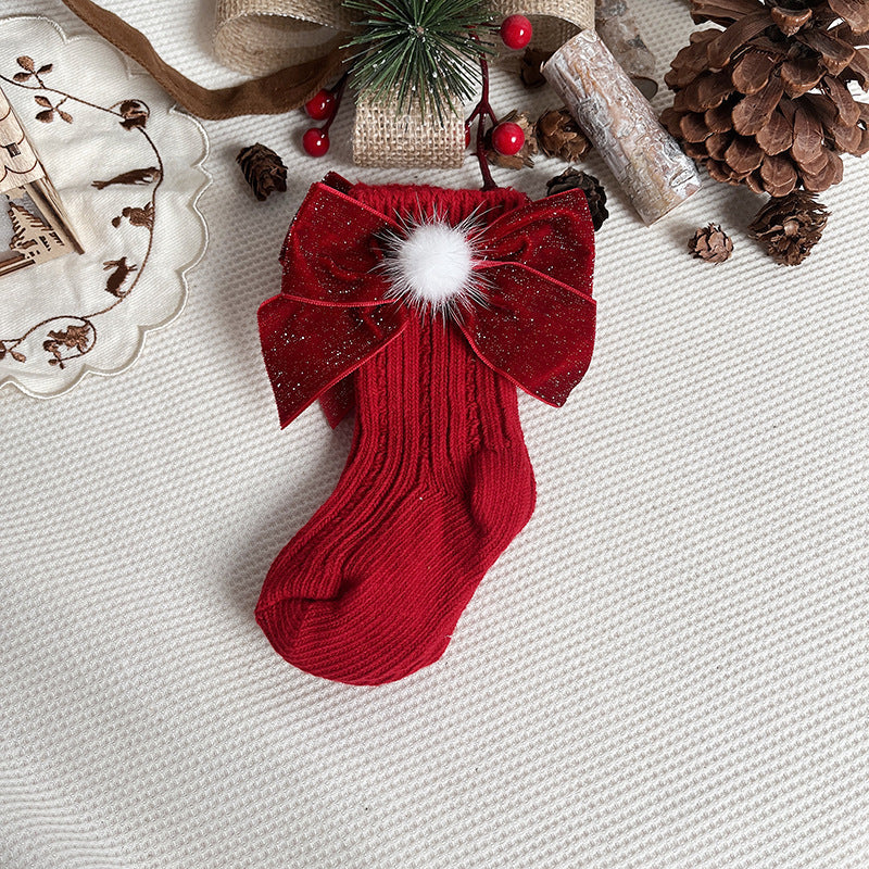 Baby Christmas Bow Socks.