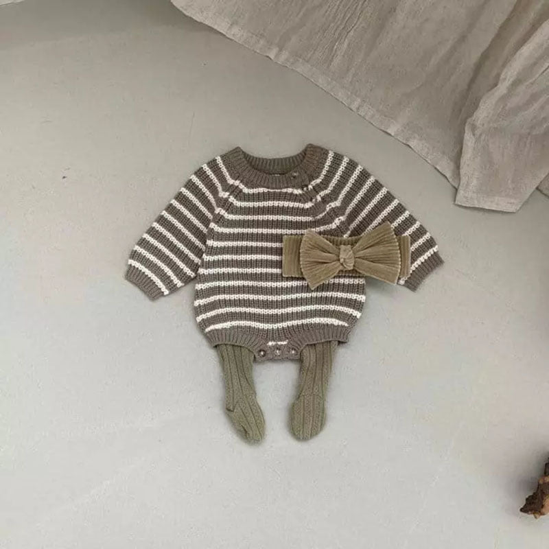 Stripe Knitted Sweater Romper.
