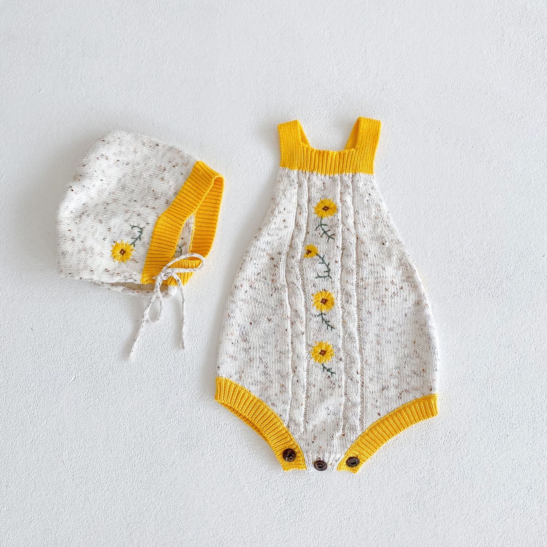 Baby Sunflower Sweater Romper.