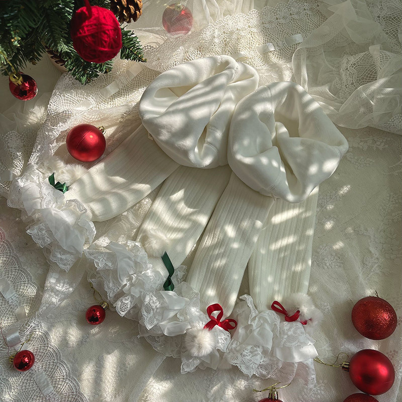 Girls Christmas Lace Socks