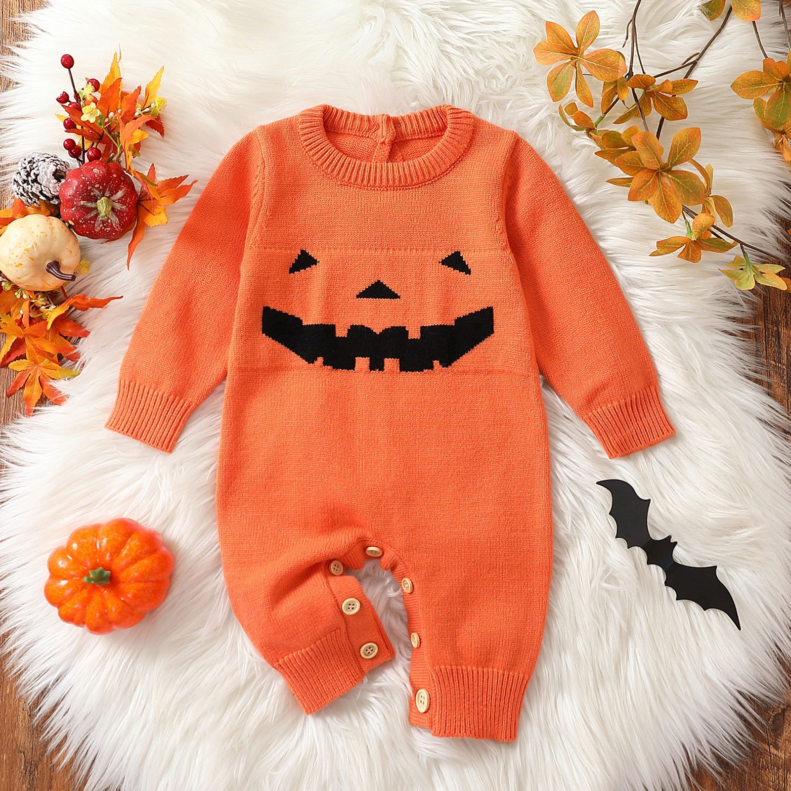 Holloween Pumpkin Knit Jumpsuit