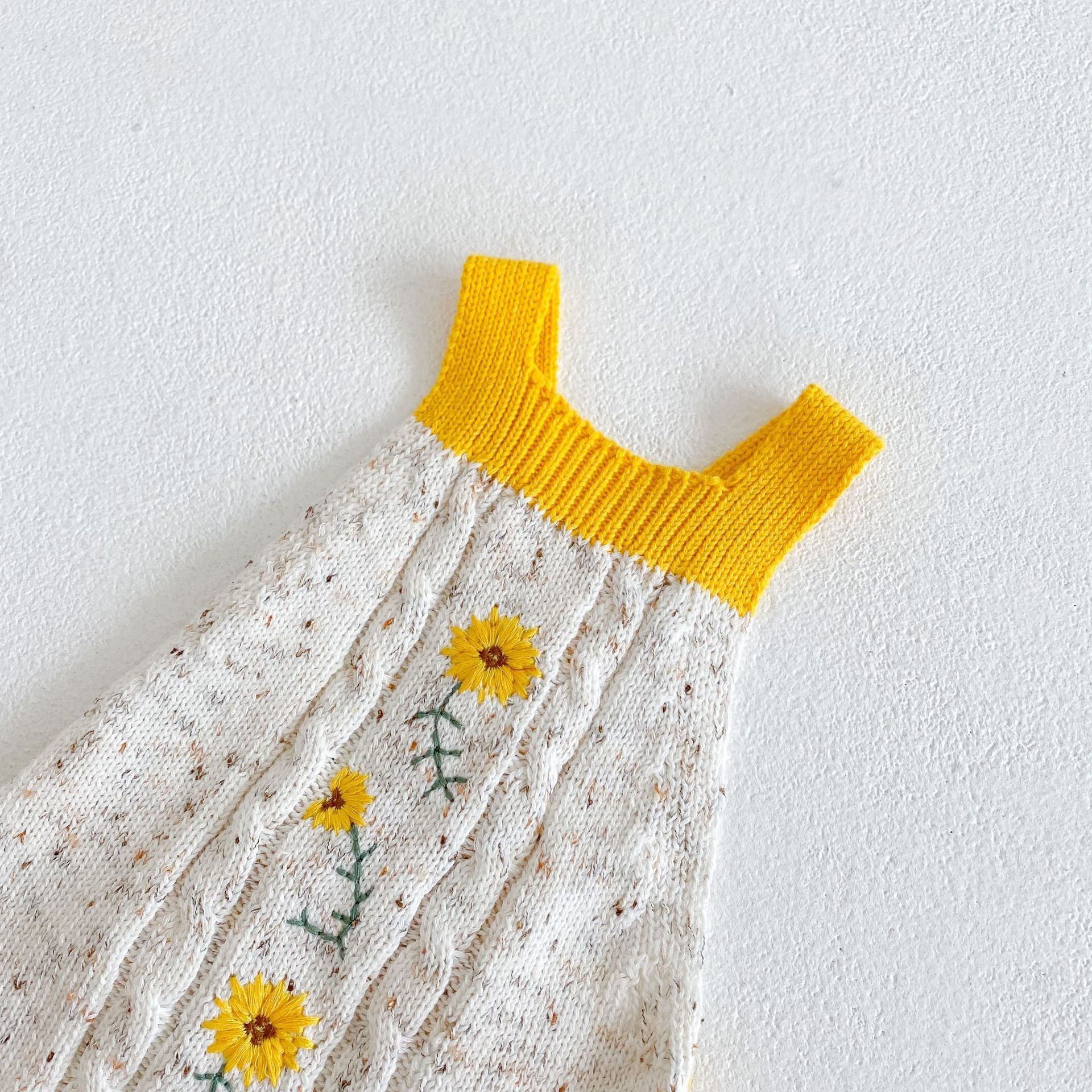 Baby Sunflower Sweater Romper.