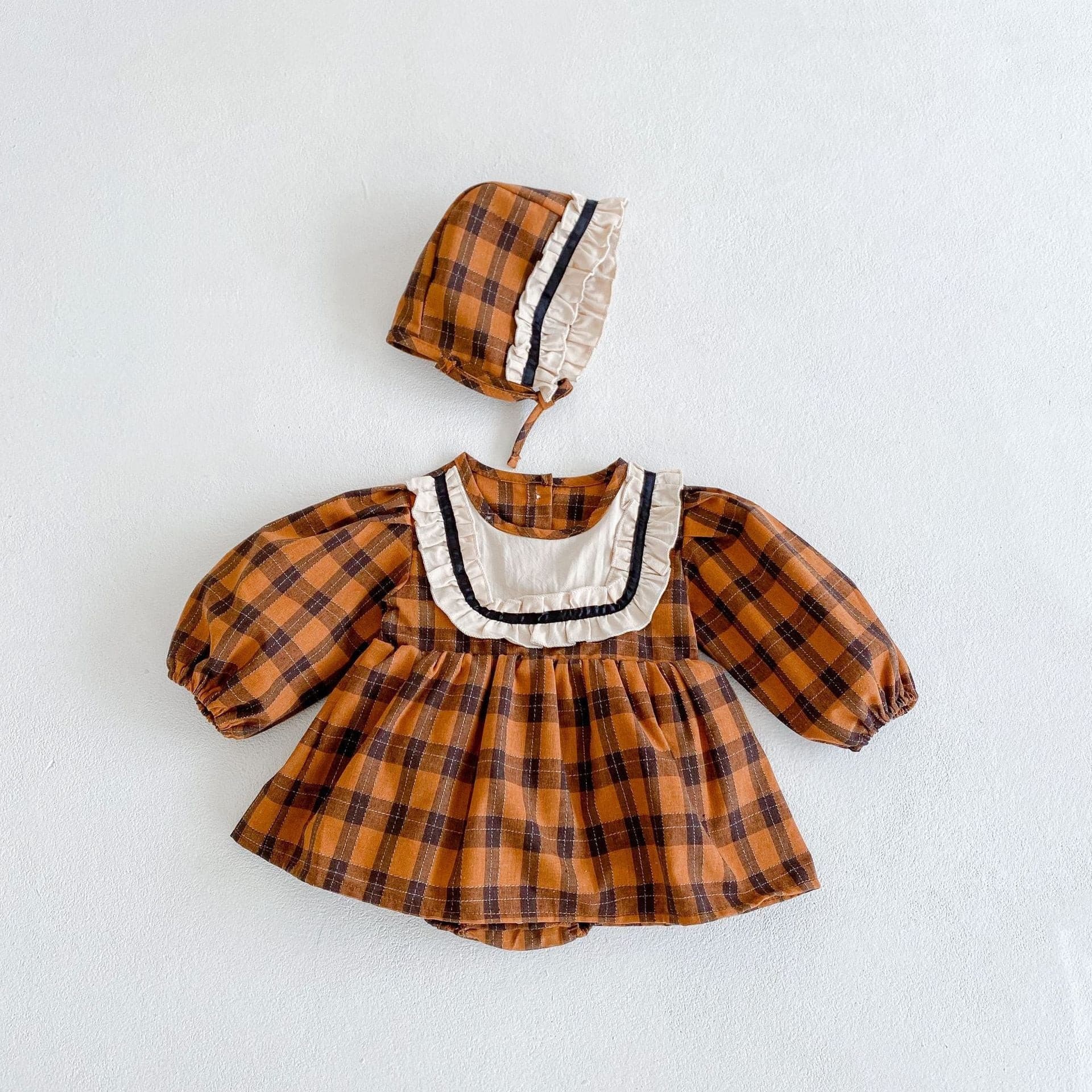 Babygirl Plaid Cotton Romper Suit.