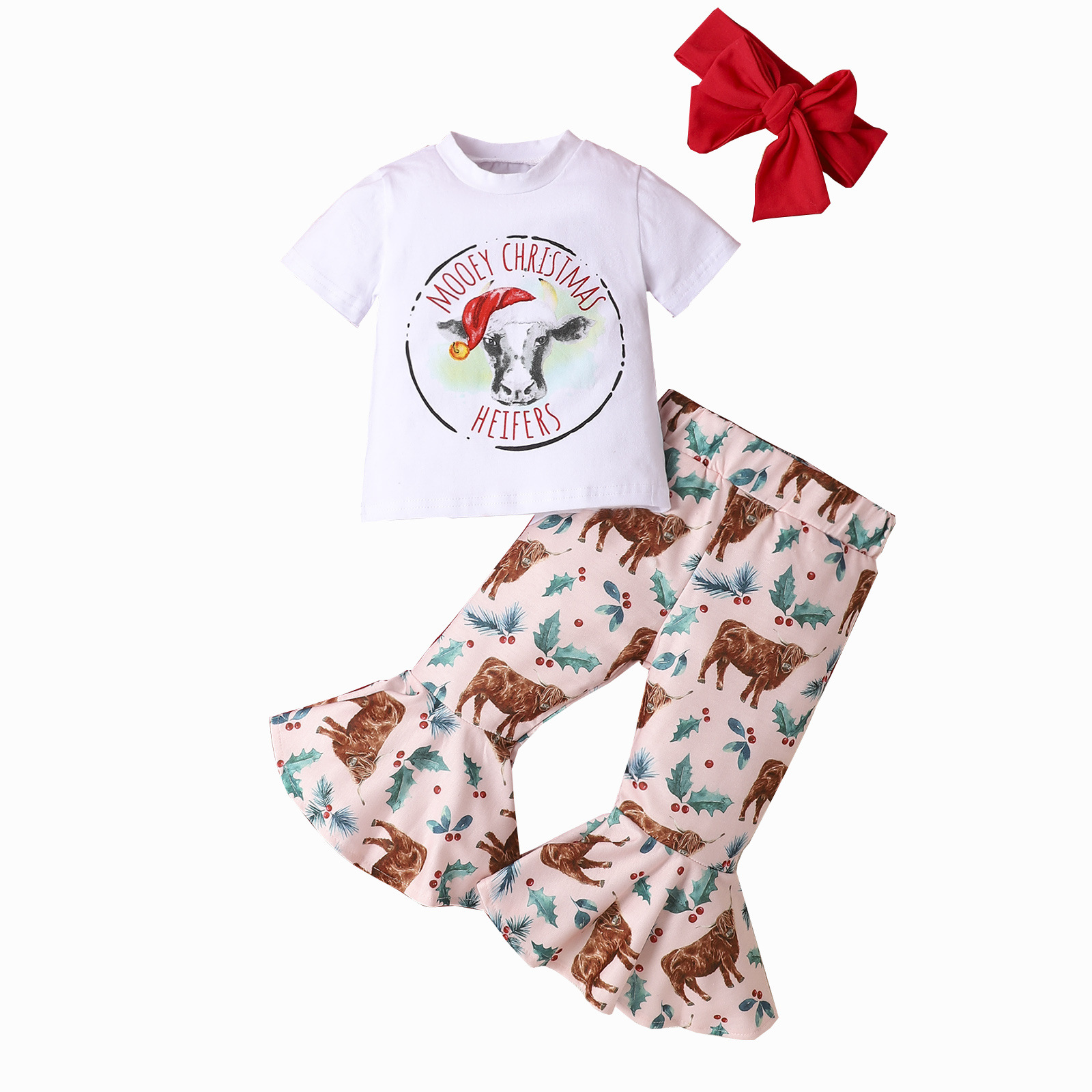 3PCS Christmas Cow Suit