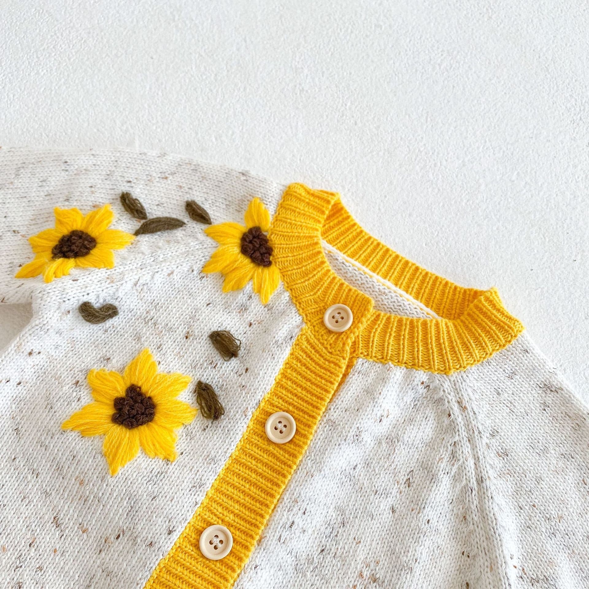Baby Sunflower Sweater Romper.