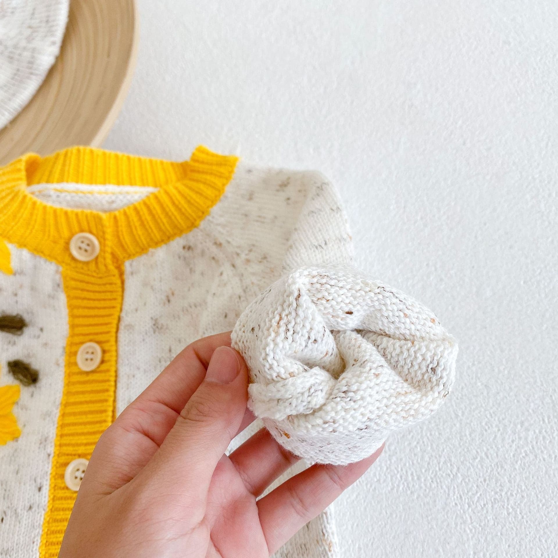 Baby Sunflower Sweater Romper.