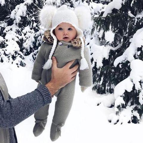 Winter Baby Sweater Jumpsuit.