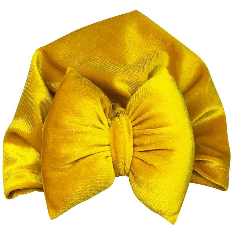 Baby Gold Velvet Padded Cotton Bow Headband.