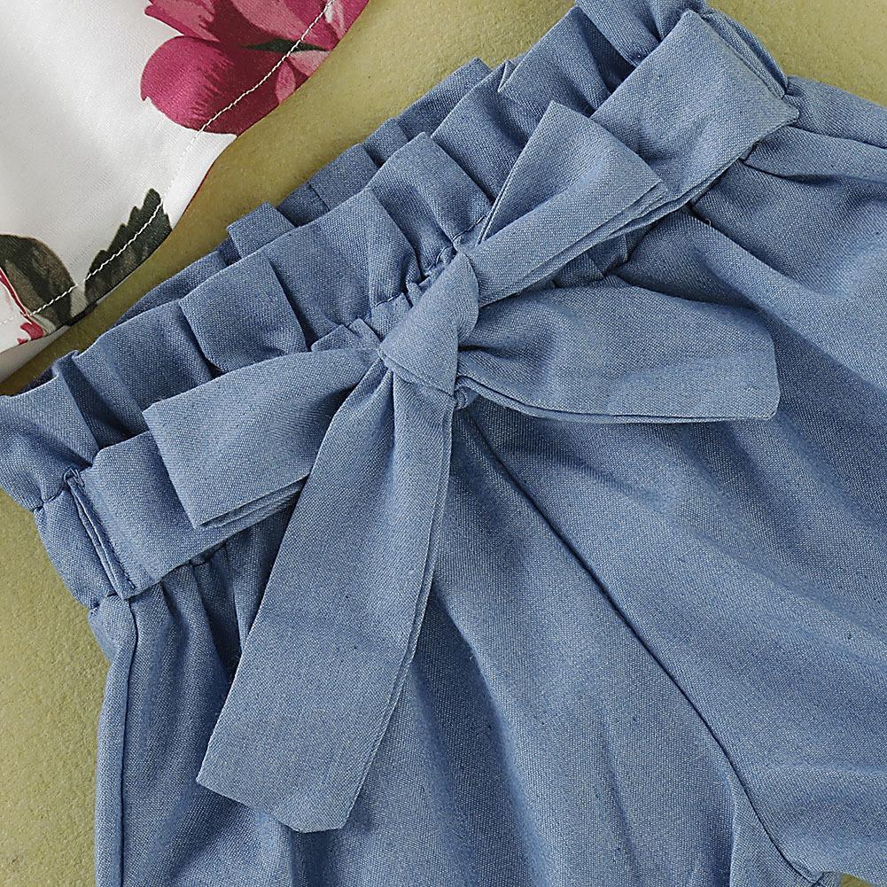 Girl's Rose Sling Top + Bow Pants Set-visikids
