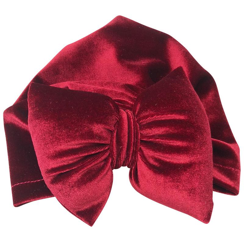Baby Gold Velvet Padded Cotton Bow Headband.